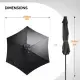 9ft Solar LED Patio Umbrella With Push Button Tilt & Crank, 6 Ribs Waterproof Polyester Outdoor Market Table Umbrella For Garden Backyard Pool, Gray