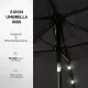 9ft Solar LED Patio Umbrella With Push Button Tilt & Crank, 6 Ribs Waterproof Polyester Outdoor Market Table Umbrella For Garden Backyard Pool, Gray