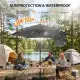 9ft Solar LED Patio Umbrella With Push Button Tilt & Crank, 6 Ribs Waterproof Polyester Outdoor Market Table Umbrella For Garden Backyard Pool, Gray