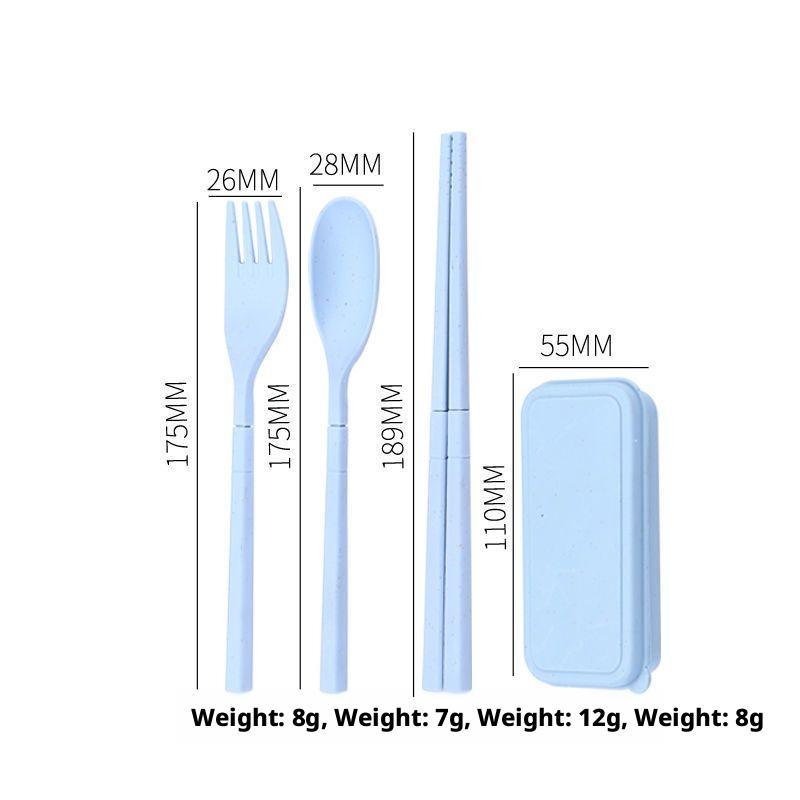 Foldable tableware-blue spoon + chopsticks + fork-1 set - Option1