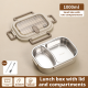 Diamond lunch box-1500ml four-grid model + tableware soup bowl-304 stainless steel-1 set - Option1