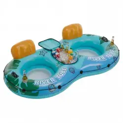 2 Inflatable River Floaters, Equipped With Detachable Refrigerators And Two Cup Holders, Featuring A Supportive Backrest, And With GRAP Ropes