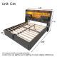 Upholstered Bed 4ft6 Hydraulic Bed With LED Lighting, USB Type-C Charging, Storage Headboard For Cellphones & Tablets, 135 X 190 Cm Double Bed With Metal Slatted Frame, Linen, Grey  No Mattress