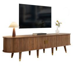 TV Cabinet 175 Cm With Sliding Door, Walnut Look & Large Storage  Country-Style TV Stand Made Of MDF With Open Shelves, Drawers & Cabinet  Natural Design
