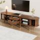 TV Cabinet 175 Cm With Sliding Door, Walnut Look & Large Storage  Country-Style TV Stand Made Of MDF With Open Shelves, Drawers & Cabinet  Natural Design