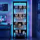 4-Tier Glass Display Shelf With RGB Lights, LED Lighted Curio Cabinet With Adjustable Storage Box & Hooks, Metal Frame Standing Shelf For Collectibles, Plants, Books, Living Room, Bedroom, Office