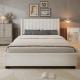 Upholstered Bed, 4ft6 Double Bed 135x190cm, Storage Bed, Soft Backrest, 4 Drawers With Pulleys, With Bed Slats, For Adults & Teenagers, Velvet, Beige