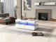 White High Gloss LED Coffee Table, Tea Table With 16 Colors LED Lights, Coffee Table With 2 Drawers And Open Storage Space, Rectangular Table For Office,Store And Living Room 100x60x49.5cm