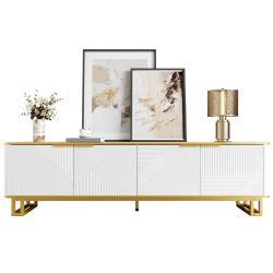 TV Cabinet With Four Doors, TV Stand, TV Panel, Low TV Stand. Unique Design, Geometric Texture. 160 X 37.5 X 48 Cm  L X W X H