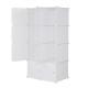 Deepened 4-layer 8-compartment Cube-shaped Wardrobe With 1 Hanging Rod, Plastic And Steel Wire, 72x47x142cm, Natural White Door, Natural White Cabinet Body, N001, Freely Assembled, DIY Style.