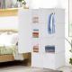 Deepened 4-layer 8-compartment Cube-shaped Wardrobe With 1 Hanging Rod, Plastic And Steel Wire, 72x47x142cm, Natural White Door, Natural White Cabinet Body, N001, Freely Assembled, DIY Style.