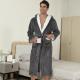 Thick Night-robe Flannel Mens Long Hooded Lace Bathrobe