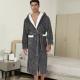Thick Night-robe Flannel Mens Long Hooded Lace Bathrobe