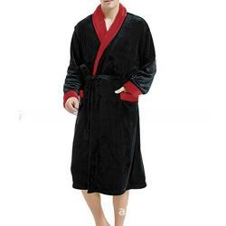 Mens Large Size Bathrobe Long Sleeve Nightgown