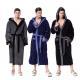 Mens Simple Colorblock Hood Patch Pocket Bathrobe