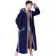 Mens Simple Colorblock Hood Patch Pocket Bathrobe