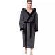 Mens Simple Colorblock Hood Patch Pocket Bathrobe