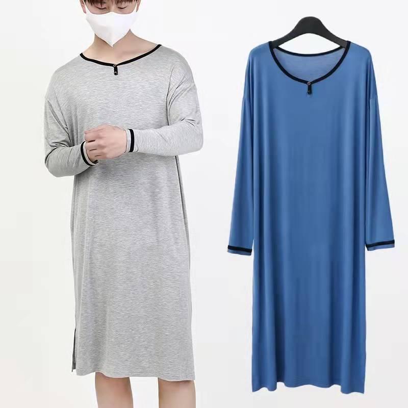 Long Below The Knee Soft Draping Bathrobe Mens Pajamas