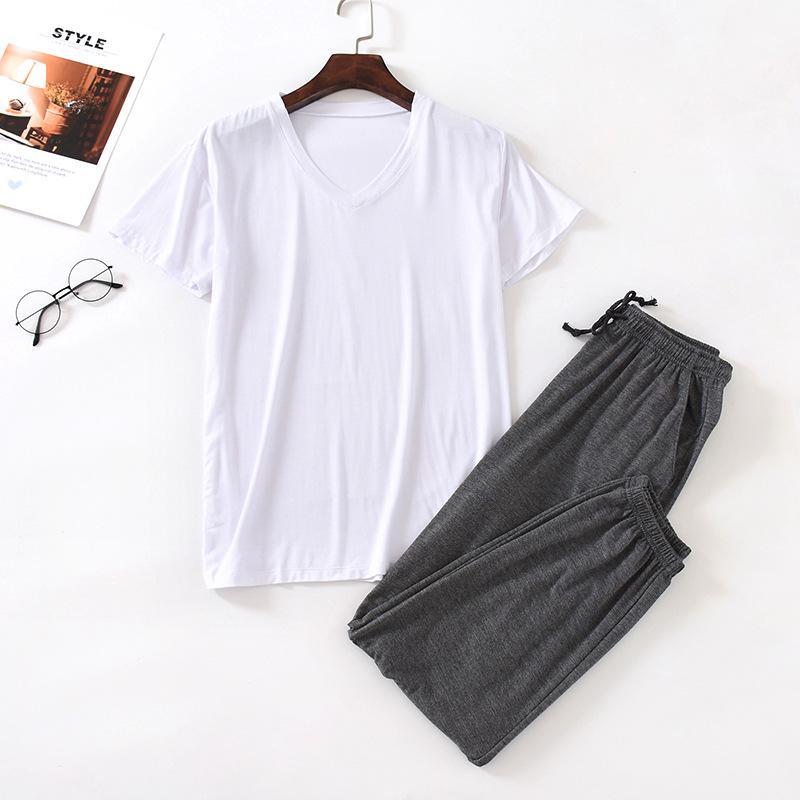 Mens Ice Silk Modal Short Sleeved Pants Set