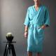 Mens And Womens Long Solid Color Linen Pajamas Robe Bathrobe