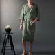 Mens And Womens Long Solid Color Linen Pajamas Robe Bathrobe