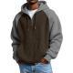 Color-block Waffle-knit Long-sleeve Hooded Jacket