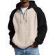Color-block Waffle-knit Long-sleeve Hooded Jacket