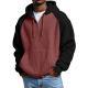 Color-block Waffle-knit Long-sleeve Hooded Jacket