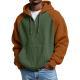 Color-block Waffle-knit Long-sleeve Hooded Jacket