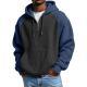 Color-block Waffle-knit Long-sleeve Hooded Jacket
