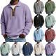 Mens Fashion Solid-Color Long-Sleeve Loose-Fit Sweatshirt