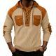 Mens Waffle-Weave Hooded Long-Sleeve Sweatshirt