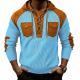 Mens Waffle-Weave Hooded Long-Sleeve Sweatshirt