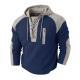 Mens Drawstring Hoodie Waffle-Weave Sweatshirt