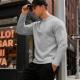 Mens Long-Sleeve Sweatshirt With Jacquard Small Plaid Pattern