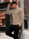 Mens Long-Sleeve Sweatshirt With Jacquard Small Plaid Pattern