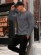 Mens Long-Sleeve Sweatshirt With Jacquard Small Plaid Pattern