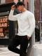 Mens Long-Sleeve Sweatshirt With Jacquard Small Plaid Pattern
