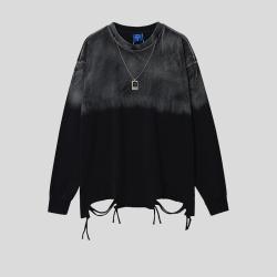 Handsome Washed-look Ombre Necklace Loose-fit Bottoming Shirt Top