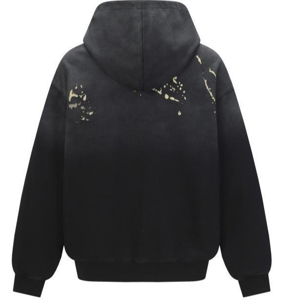 Distressed Washed Long-Sleeve Hoodie Mens And Womens Loose-Fit Couple Top