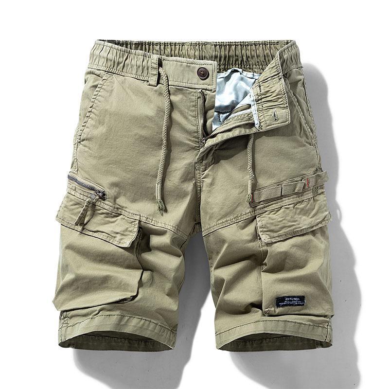Solid-color Loose-fit Cargo Shorts For Men