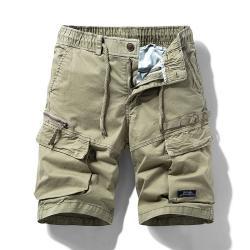 Solid-color Loose-fit Cargo Shorts For Men