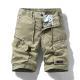 Solid-color Loose-fit Cargo Shorts For Men