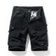 Solid-color Loose-fit Cargo Shorts For Men