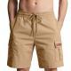 Mens Solid-Color Drawstring Loose Casual Straight-Leg Workshorts