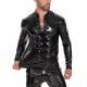 Mens Shiny Leather Long-sleeve Casual Top