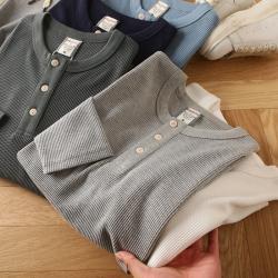 European And American Mens Cotton Waffle-Weave Long-Sleeve T-Shirt Base Layer