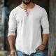 Fashionable Mens Casual Solid-Color Four-Button Long-Sleeve T-Shirt