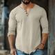 Fashionable Mens Casual Solid-Color Four-Button Long-Sleeve T-Shirt