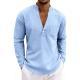 SpringAutumn Loose Linen Mens Casual Breathable Long-Sleeve